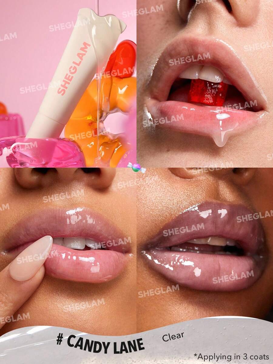 SHEGLAM Crystal Glaze مجموعة مرطب شفاه شفاف يقلل الخطوط الدقيقة