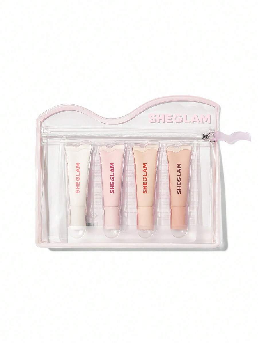 SHEGLAM Crystal Glaze مجموعة مرطب شفاه شفاف يقلل الخطوط الدقيقة