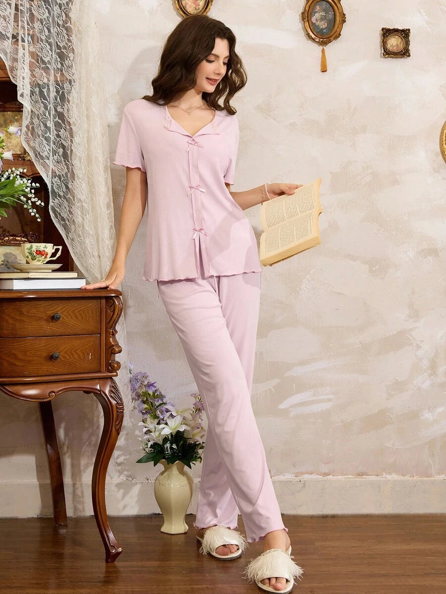 SHEIN Côtesoire بيجاما وردية قطعتين