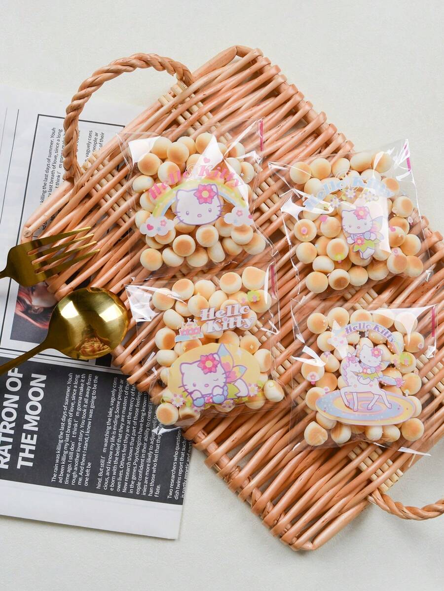 SHEIN Sanrio  كيس تغليف خبز هيلو كيتي ذاتي اللصق للمدرسة والأطعمة