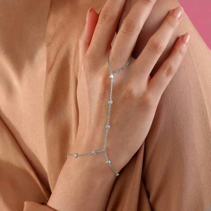 SHEIN سلسلة إصبع مرصعة بزركونيا