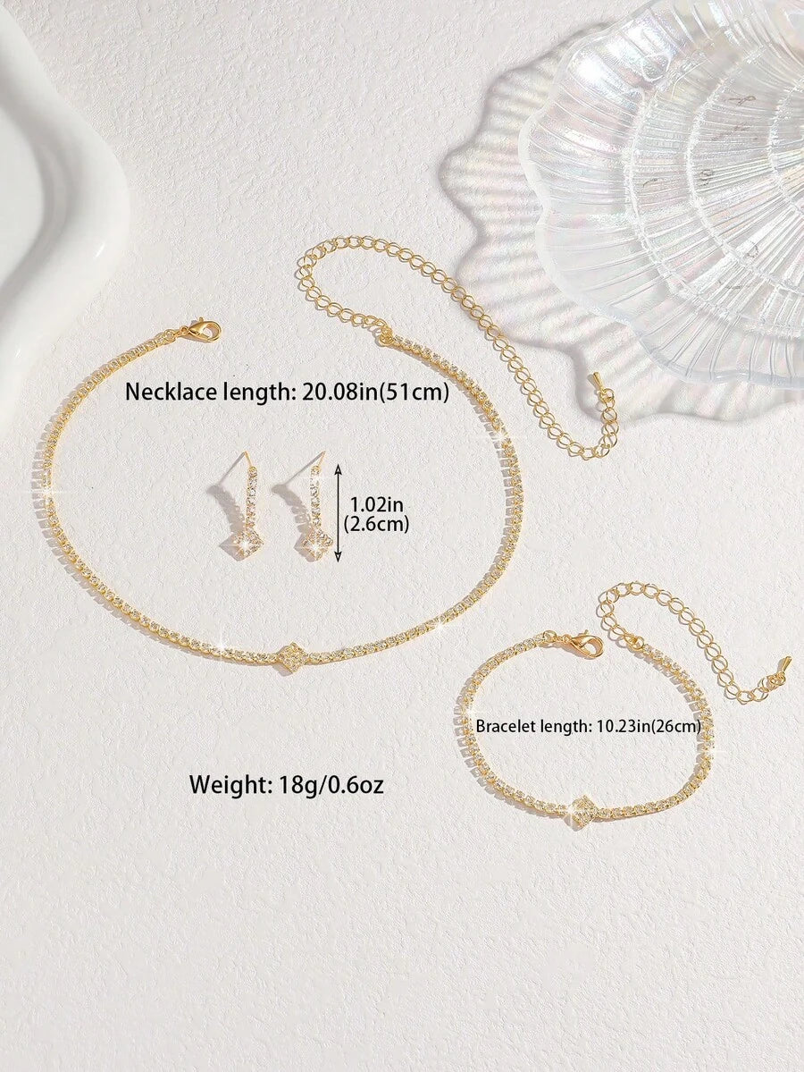 SHEIN طقم مجوهرات ذهبي عتيق 3 قطع أنيق