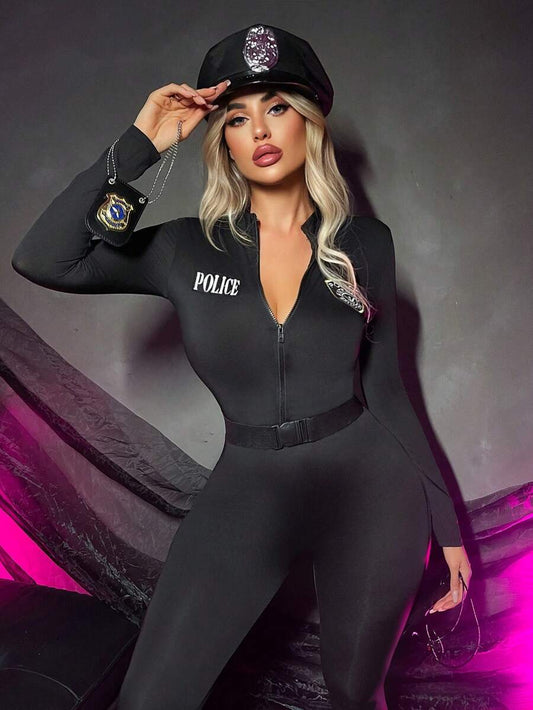 SHEIN زي ضابط جمبسوت بأكمام طويلة بسحاب أمامي وحزام