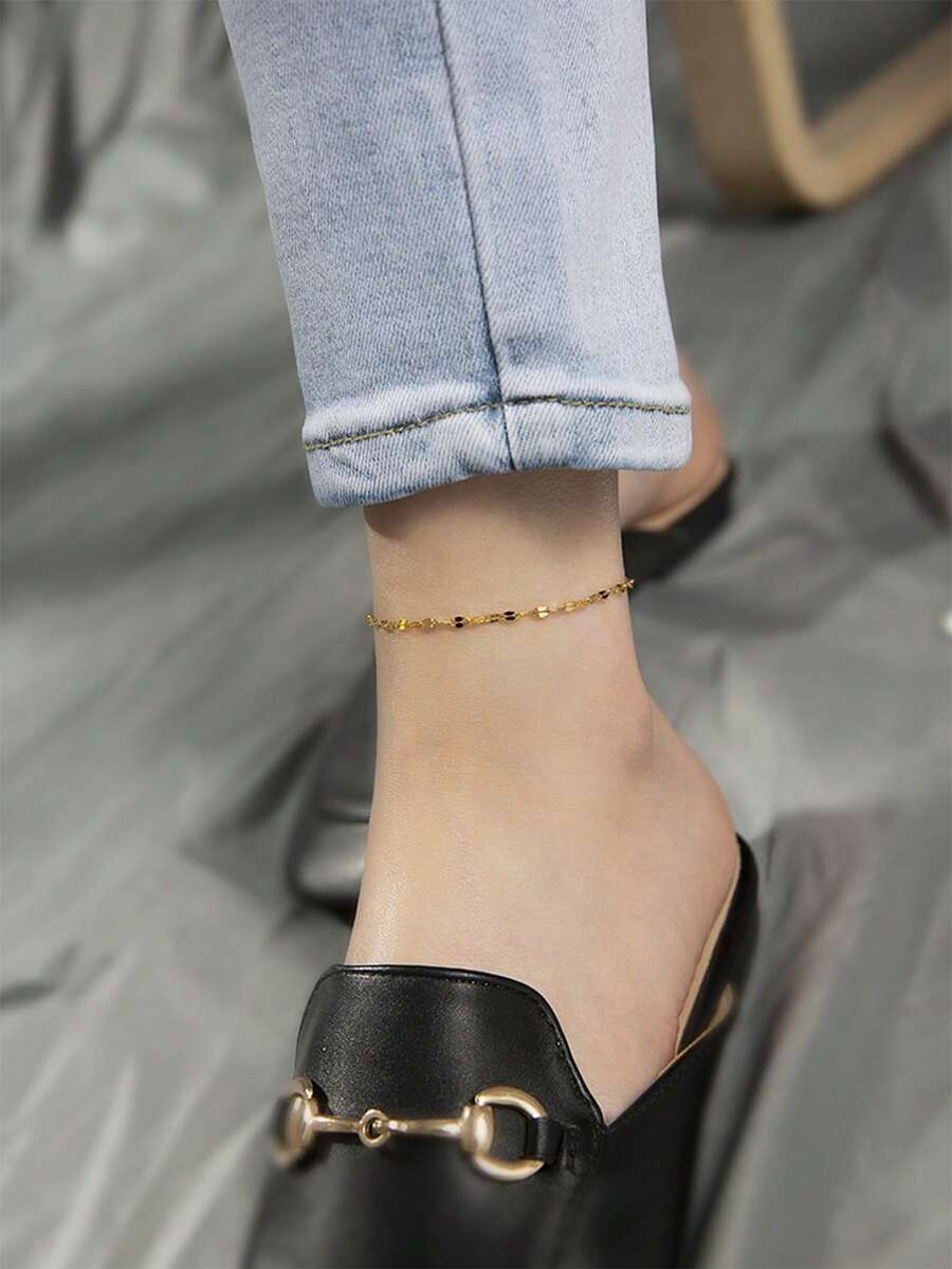 SHEIN سلسلة كاحل من فولاذ مقاوم للصدأ بتصميم بسيط