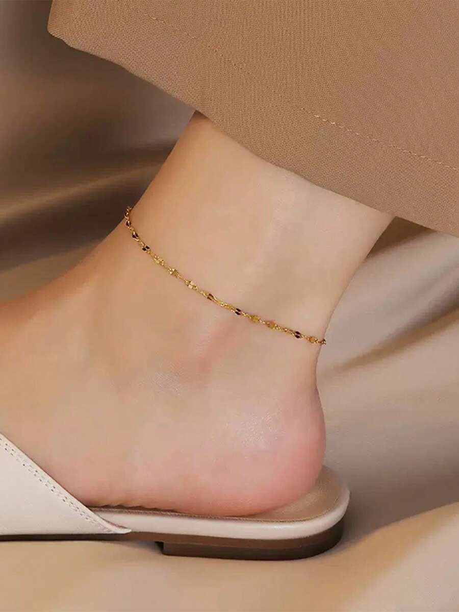 SHEIN سلسلة كاحل من فولاذ مقاوم للصدأ بتصميم بسيط