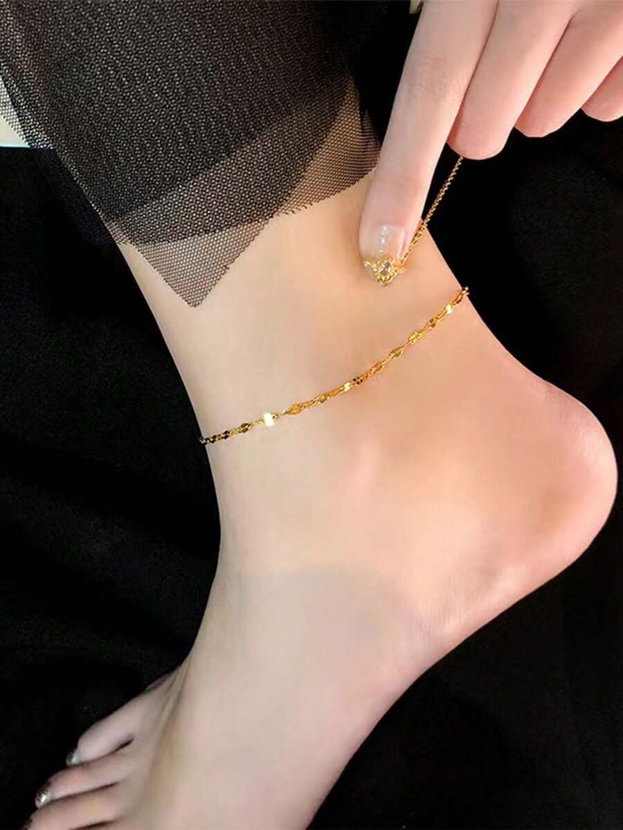 SHEIN سلسلة كاحل من فولاذ مقاوم للصدأ بتصميم بسيط