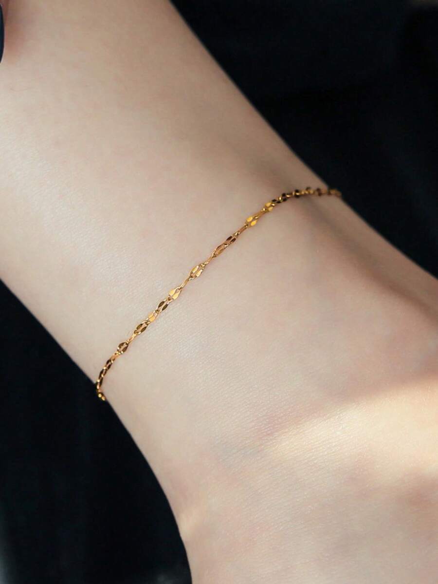 SHEIN سلسلة كاحل من فولاذ مقاوم للصدأ بتصميم بسيط