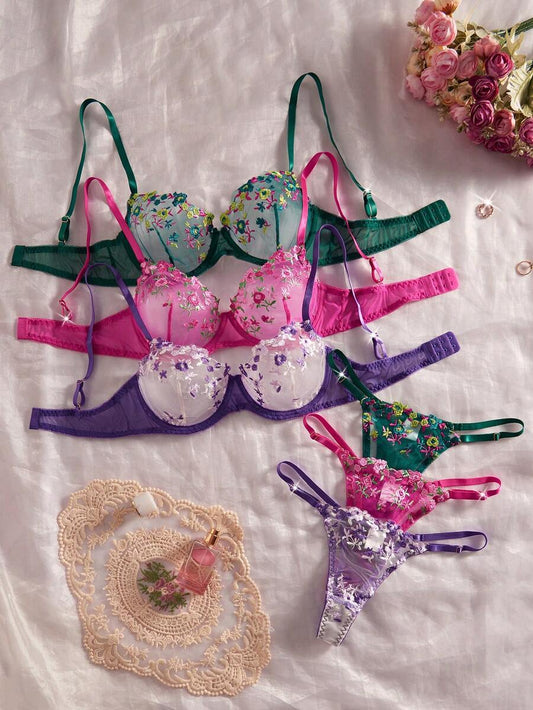 SHEIN طقم لانجري 6 قطع بألوان متنوعة تصميم جريء وجذاب