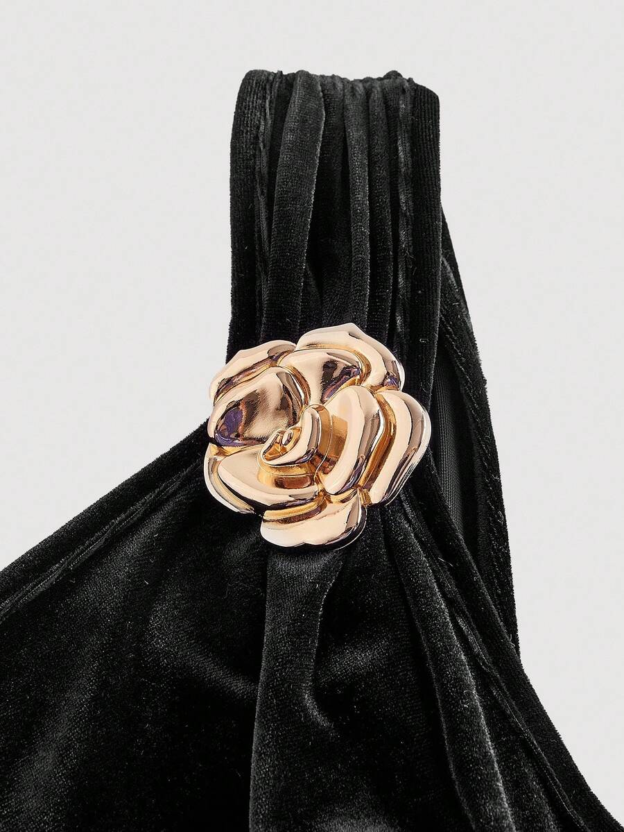 SHEIN MOD تنورة غير متماثلة بذيل سمكة ودبوس أسود