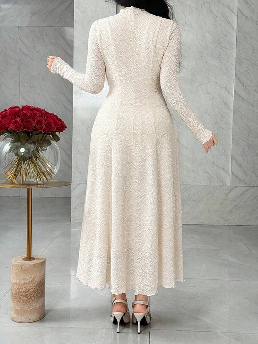 SHEIN Feyla فستان أنيق بأكمام طويلة وتريم الخس