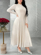SHEIN Feyla فستان أنيق بأكمام طويلة وتريم الخس