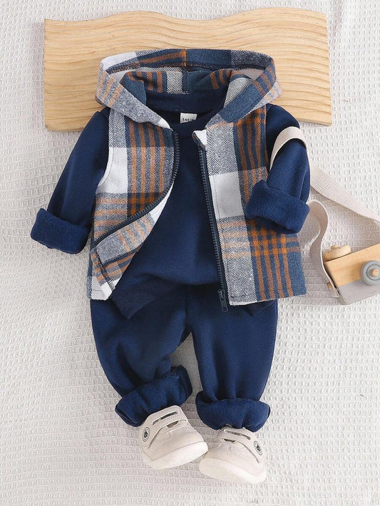 SHEIN Playful Pals طقم رضّع أولادي 3 قطع مبطن بالفليس