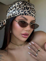 SHEIN نظارة معدنية بشكل معين بإطار صغير متعدد الأوجه