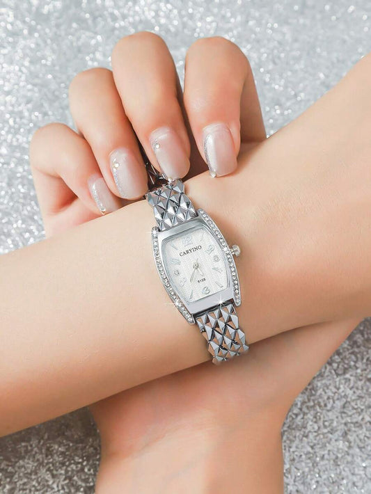 SHEIN ساعة كوارتز فولاذ بسوار ماسي كلاسيكية