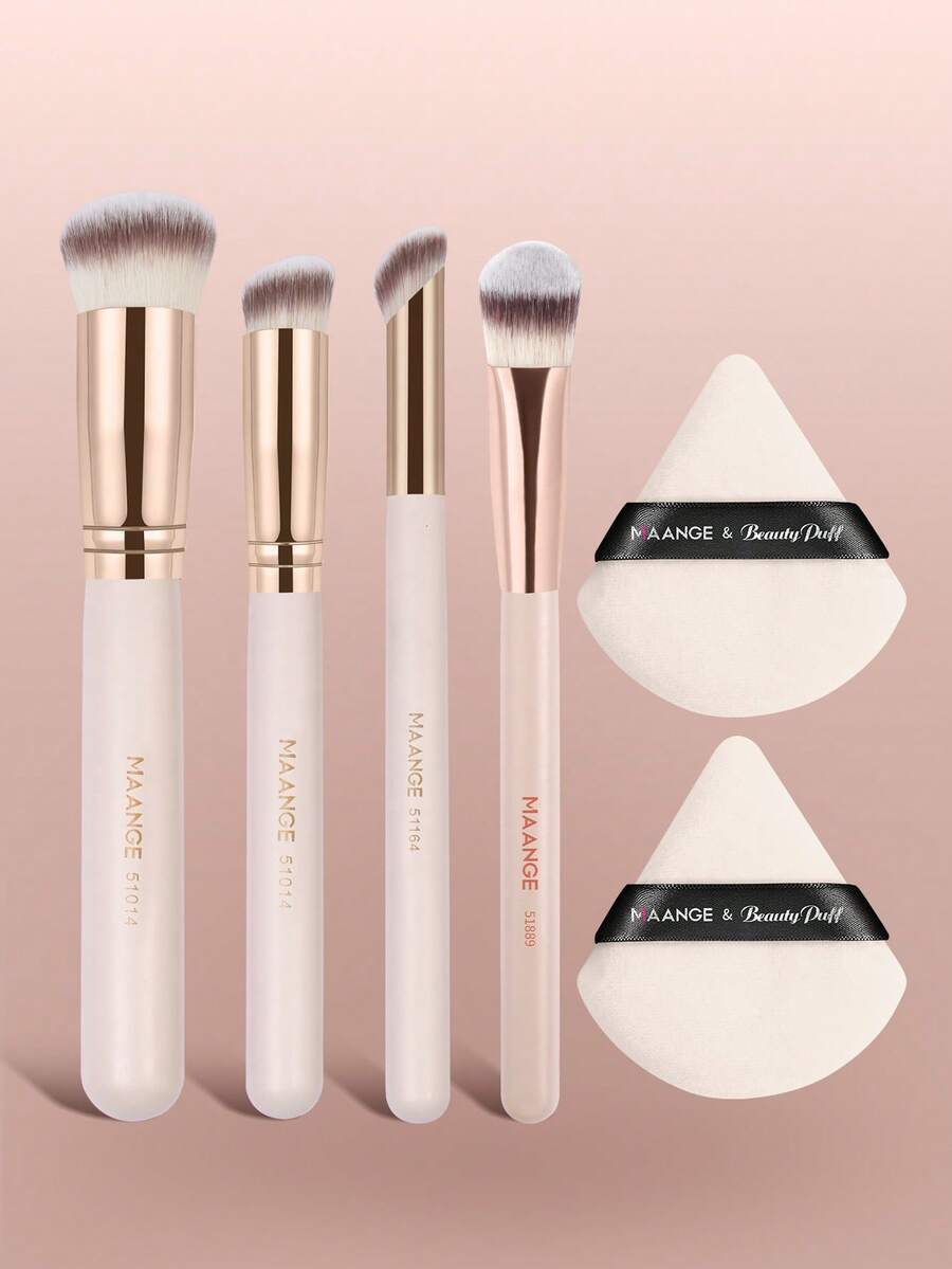 SHEIN MAANGE مجموعة فرش وجه ألياف ناعمة محمولة