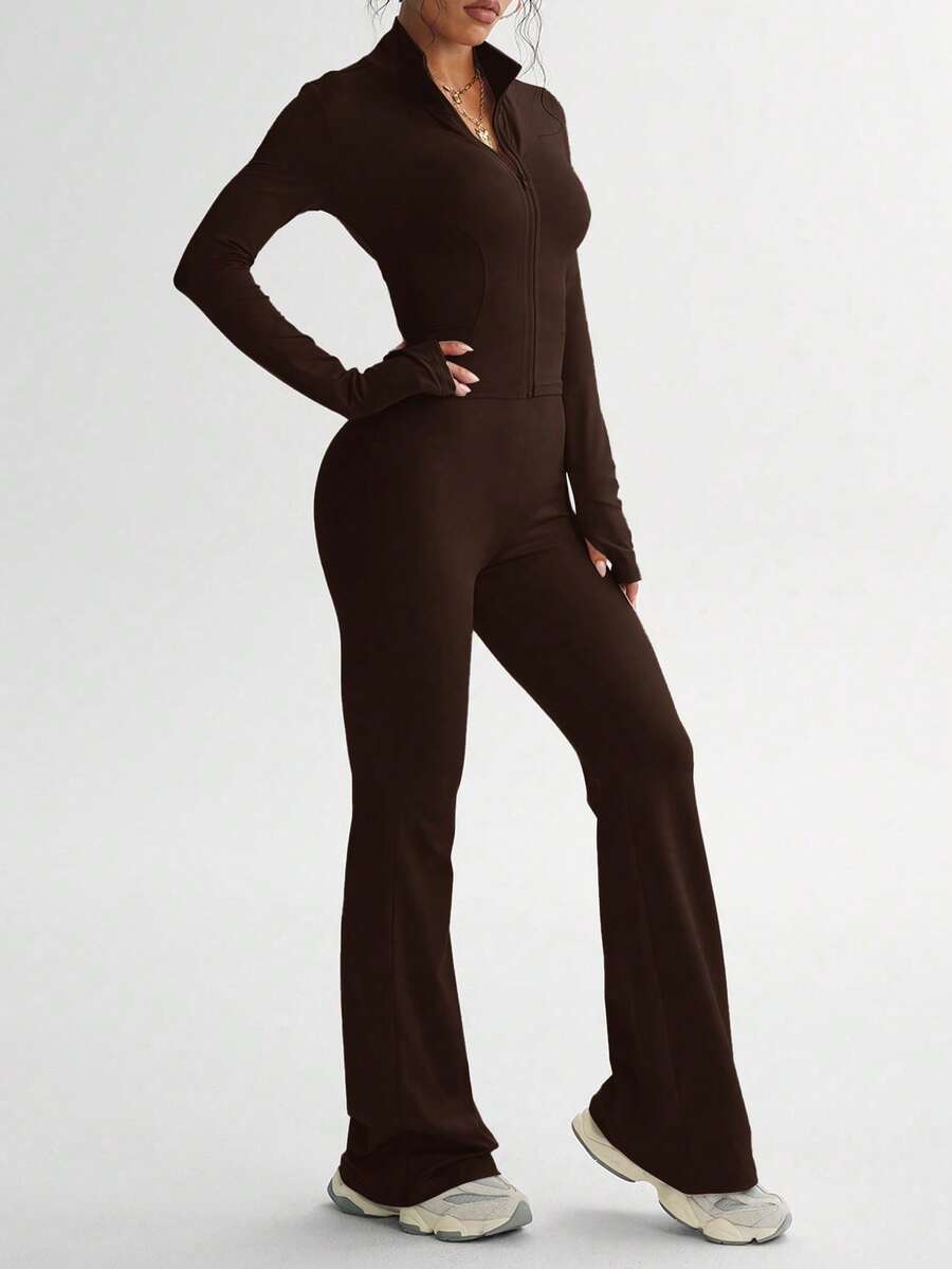SHEIN طقم ملابس علوية طويلة الأكمام وبنطال رياضي