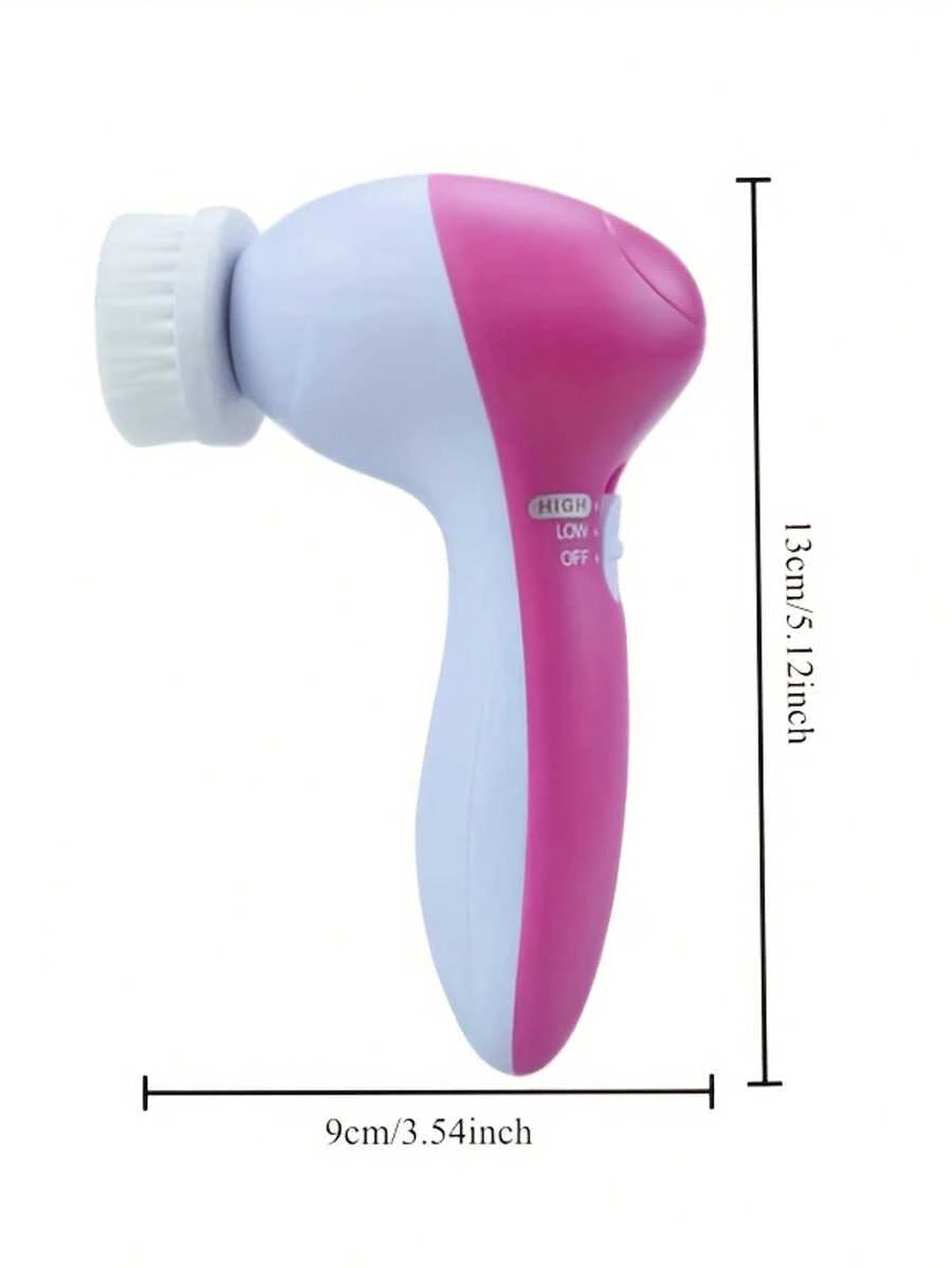 SHEIN فرشاة تنظيف وجه كهربائية 5 في 1 مع رؤوس قابلة للتبديل