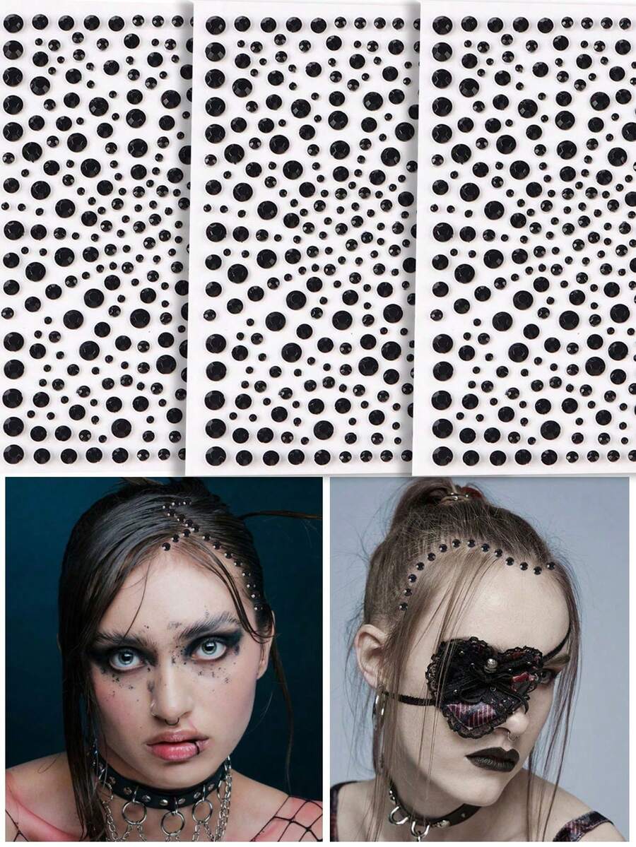SHEIN 3D ملصقات شعر لؤلؤية وماسات لاصقة
