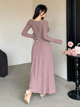 SHEIN DAZY فستان وردي متوسط الطول وتصميم ملتوي