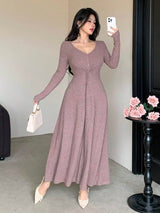 SHEIN DAZY فستان وردي متوسط الطول وتصميم ملتوي