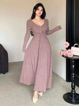 SHEIN DAZY فستان وردي متوسط الطول وتصميم ملتوي