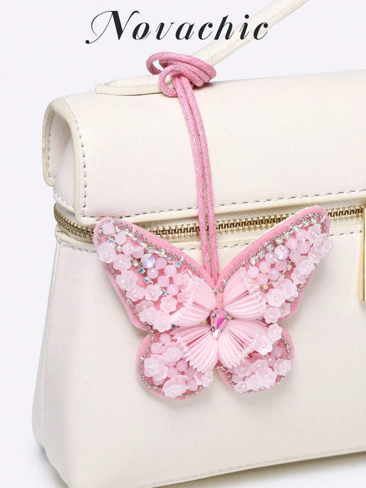 SHEIN قلادة حقيبة يدوي مزين بالخرز والراين ستون بشكل فراشة