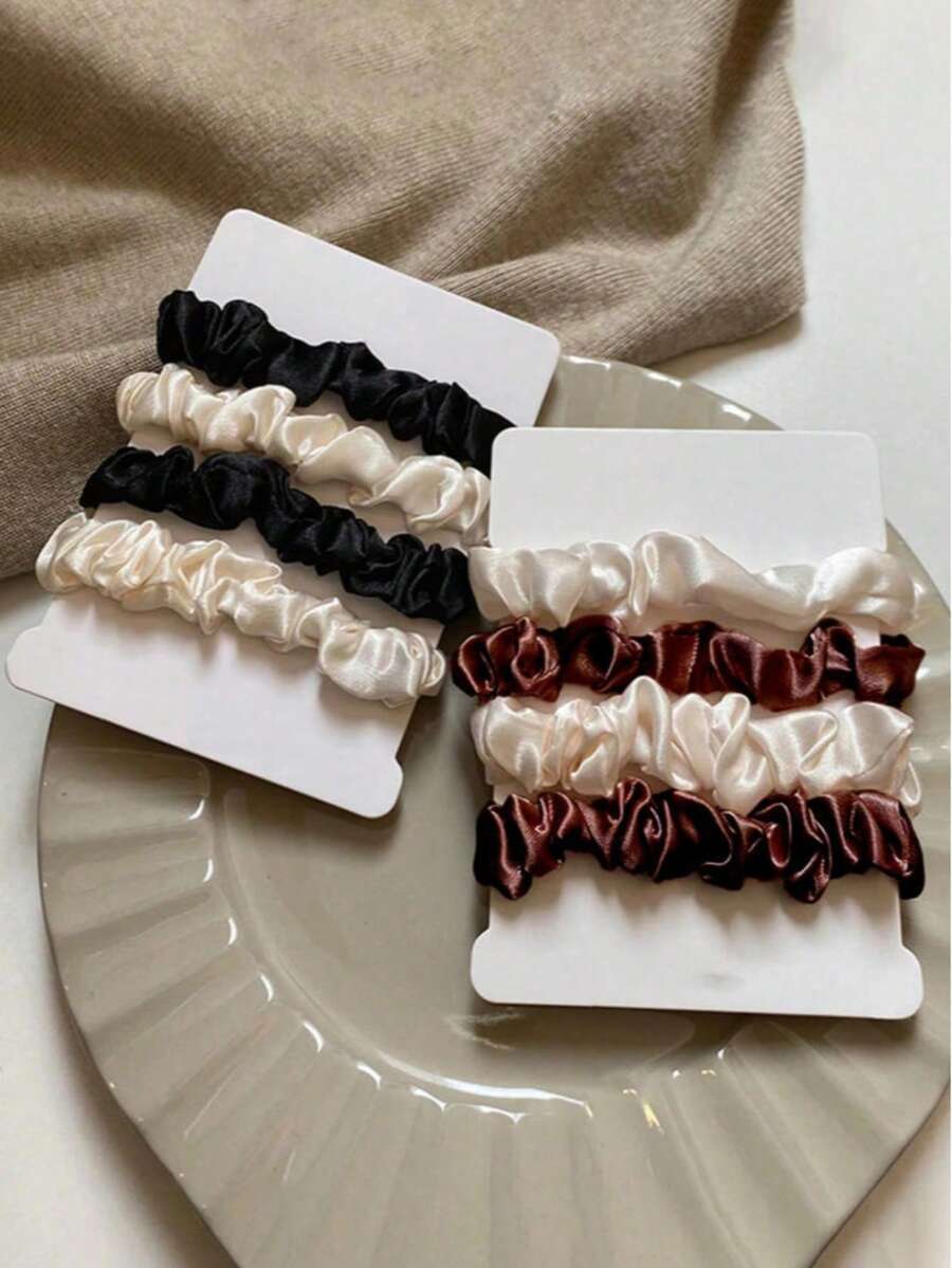 SHEIN أربطة شعر حريرية ساتان بألوان متنوعة