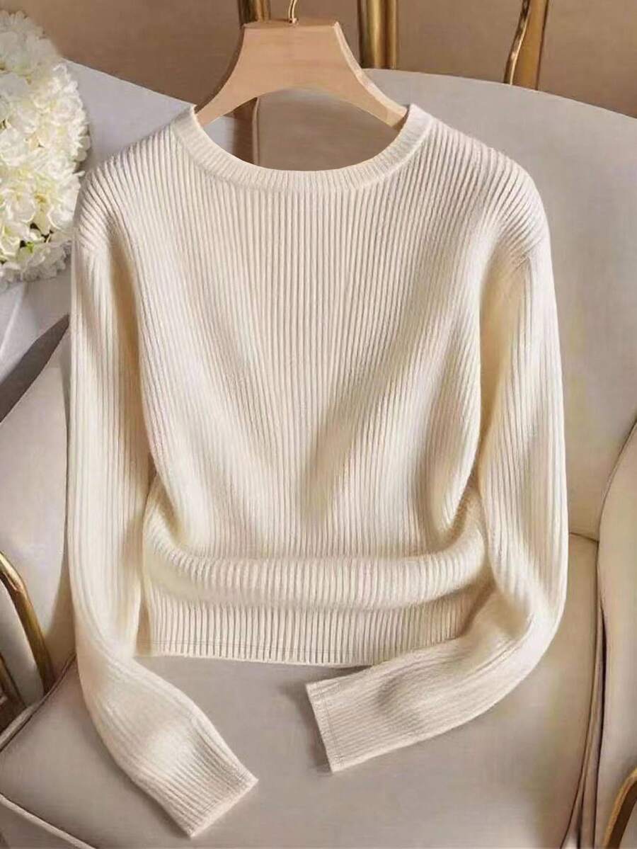 SHEIN Airaco ملابس علوية تريكو بياقة مستديرة أنيقة