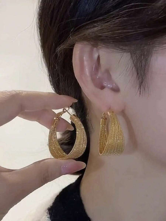 SHEIN زوج أقراط ريترو ذهبية متعددة الطبقات