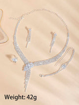 SHEIN مجموعة مجوهرات فاخرة من الكريستال اللامع