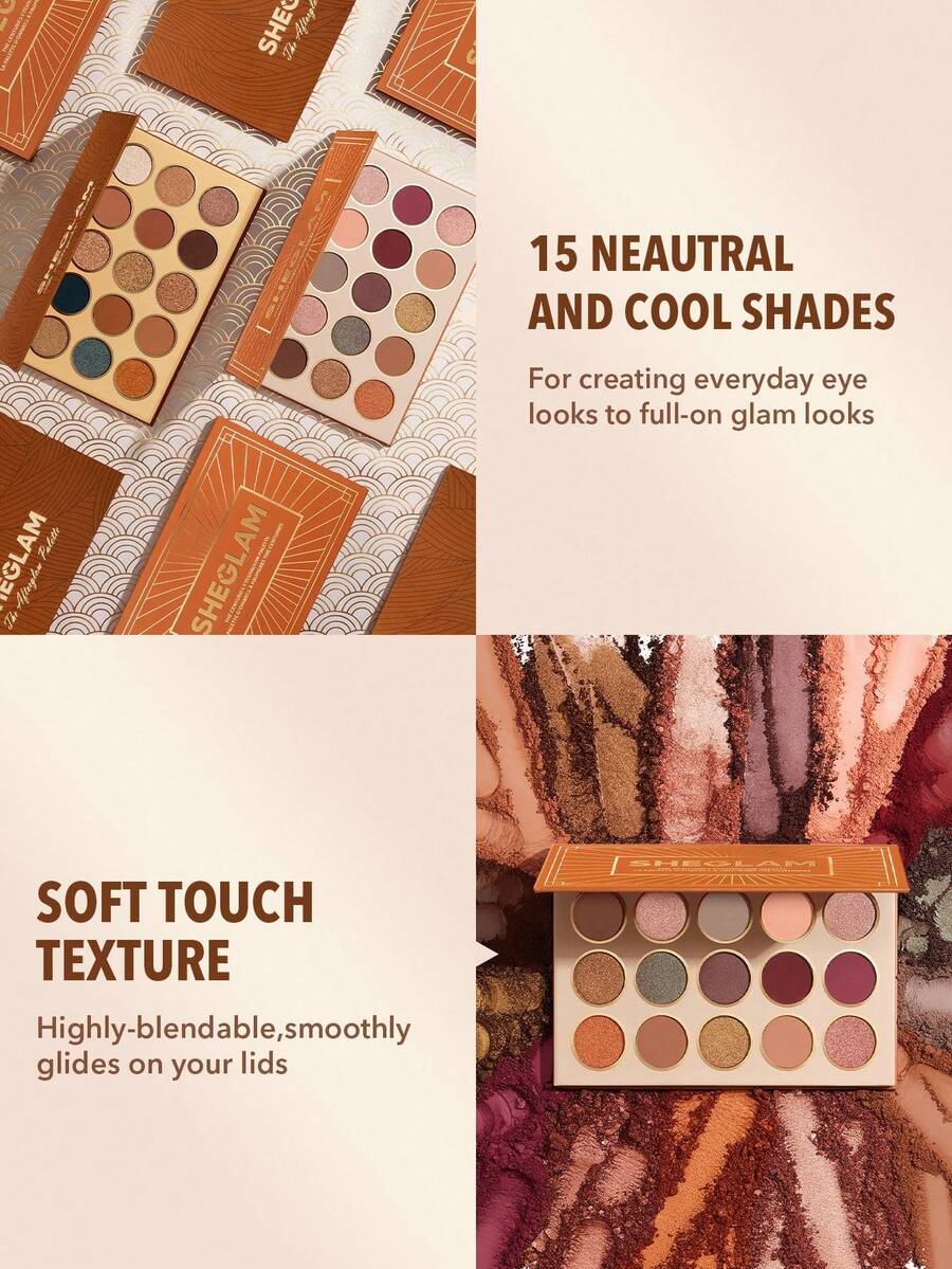 SHEGLAM Afterglow Palette لوحة ظلال عيون 15 لون بدرجات محايدة وباردة