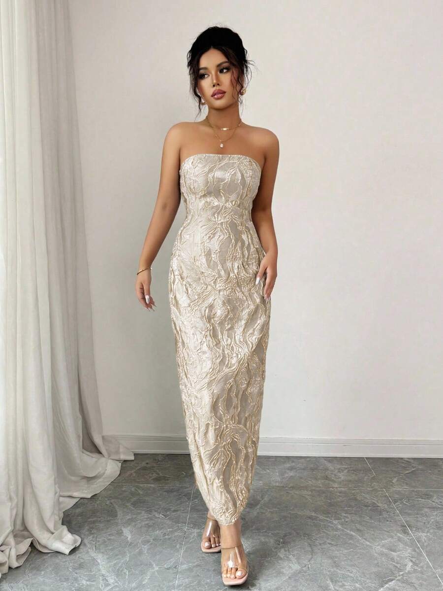 SHEIN Elenzga فستان أصفر أنيق مع شال أبيض