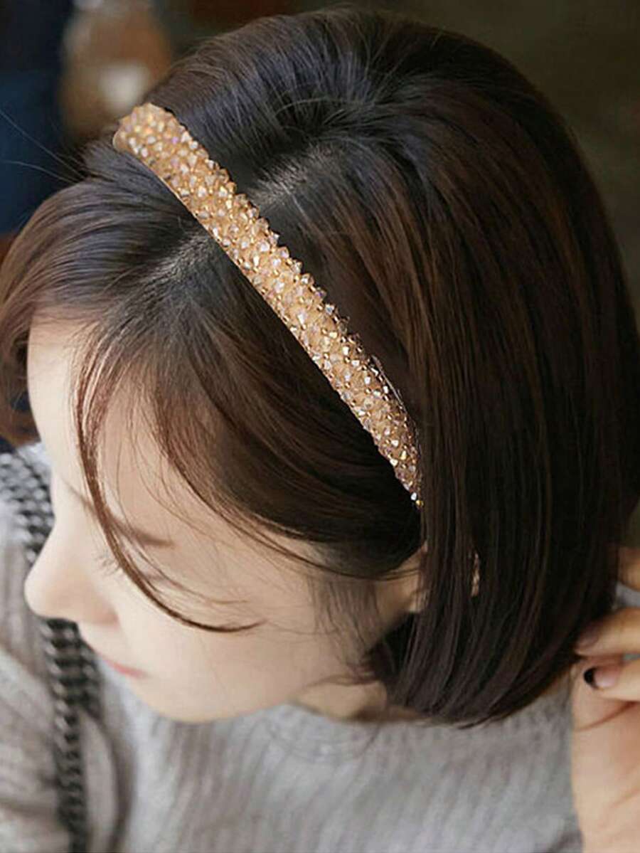 SHEIN طقم 4 قطع مشابك شعر مزينة خرز بلوري لامعة