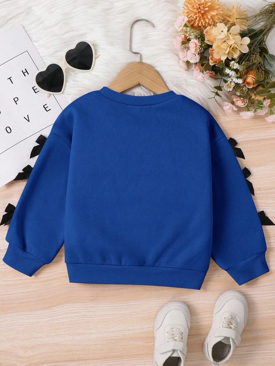 SHEIN بلوزة بناتي رياضية بياقة مستديرة مزينة بفيونكة
