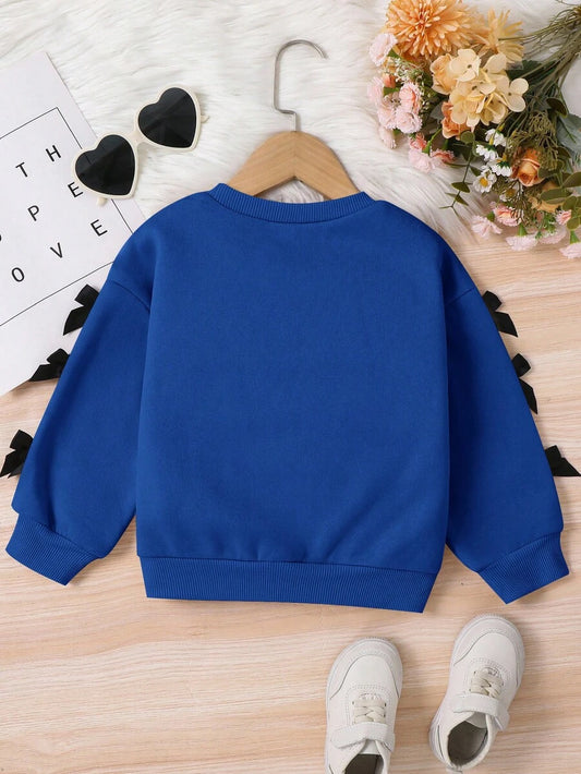 SHEIN بلوزة بناتي رياضية بياقة مستديرة مزينة بفيونكة