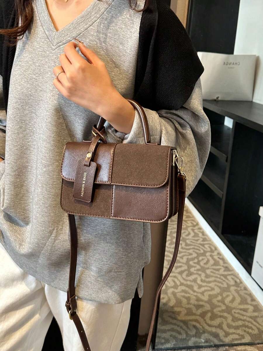 SHEIN حقيبة يد جلد الغزال كلاسيكية