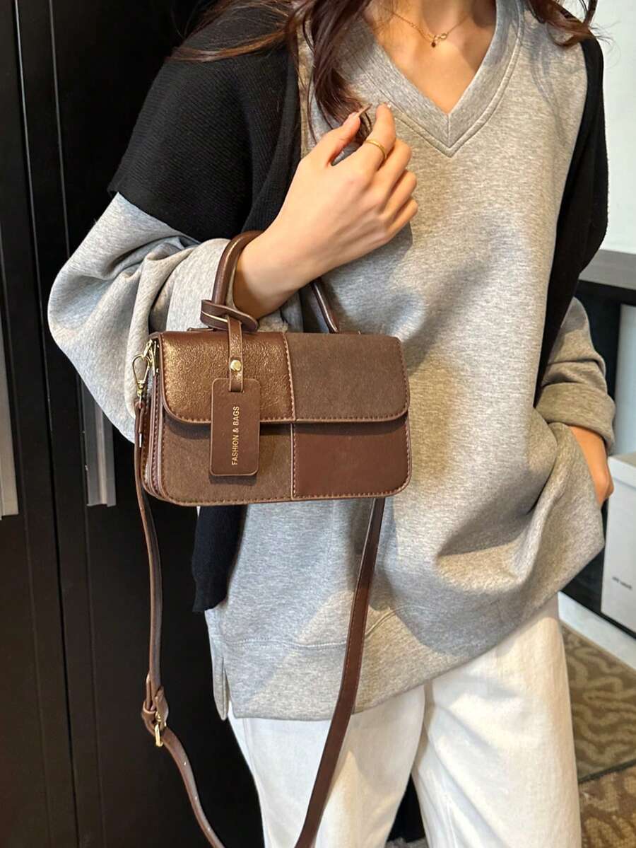 SHEIN حقيبة يد جلد الغزال كلاسيكية