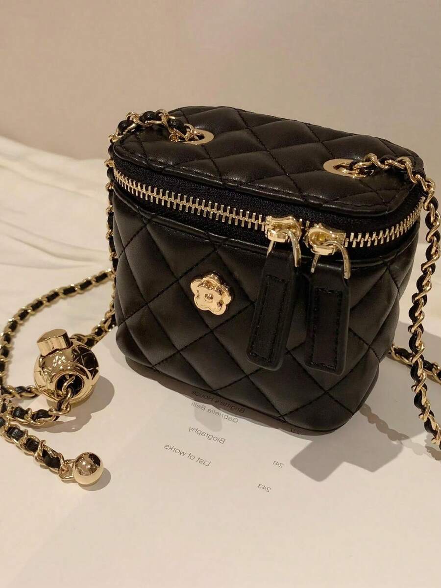SHEIN حقيبة جلدية صغيرة بشكل معين محمولة باليد أو الكتف