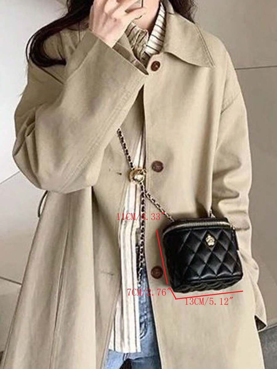 SHEIN حقيبة جلدية صغيرة بشكل معين محمولة باليد أو الكتف