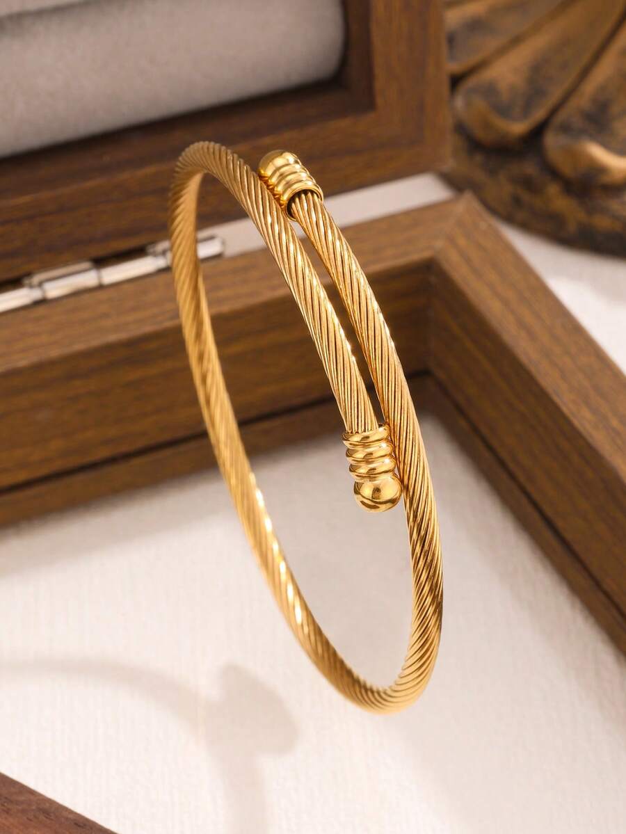 SHEIN سوار ستانلس ستيل مرصع بالزركونيا