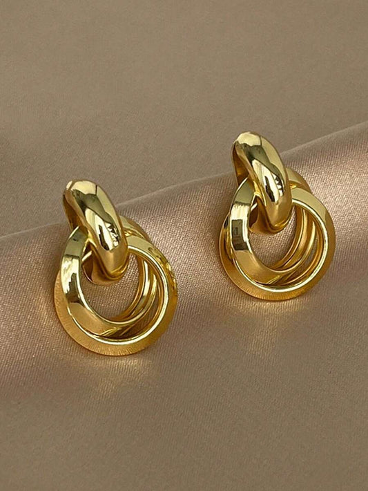 SHEIN مجموعة 6 ازواج أقراط هندسية متعددة الطبقات