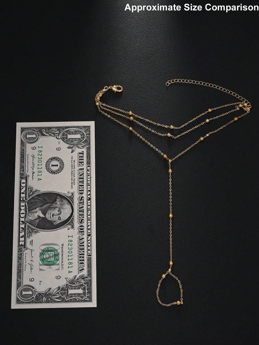 SHEIN سوار ذهبي متعدد الطبقات مع حلقة إصبع