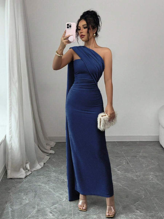 SHEIN Elenzga فستان ماكسي أنيق بشق عالٍ من جيرسيه