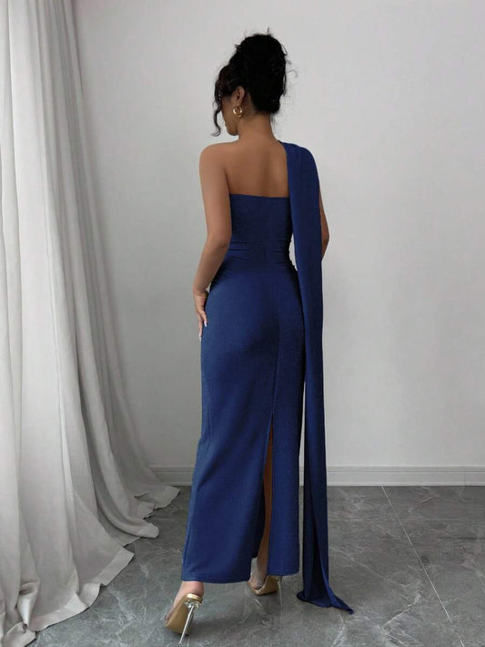 SHEIN Elenzga فستان ماكسي أنيق بشق عالٍ من جيرسيه