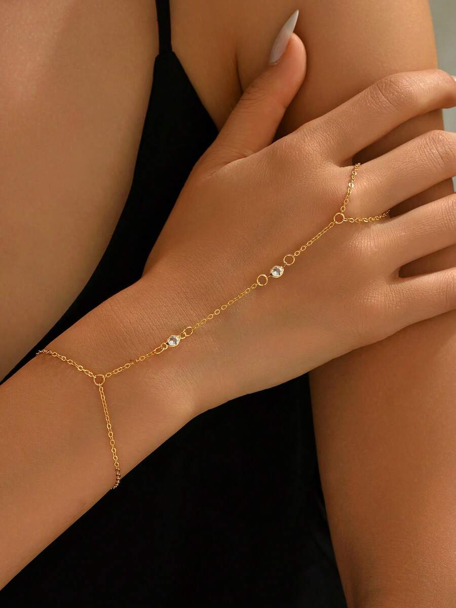 SHEIN سوار إصبع متصل بحلية دائرية بلون ذهبي
