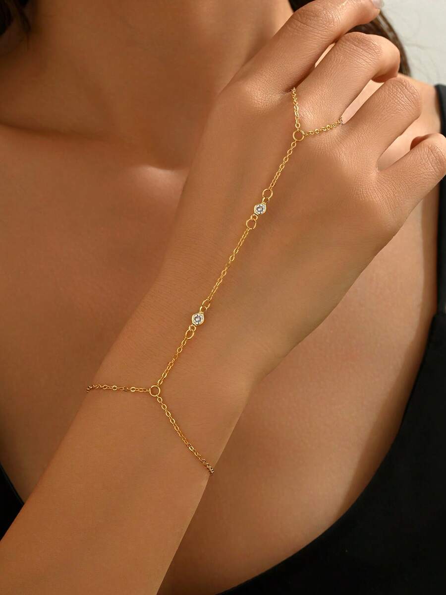 SHEIN سوار إصبع متصل بحلية دائرية بلون ذهبي