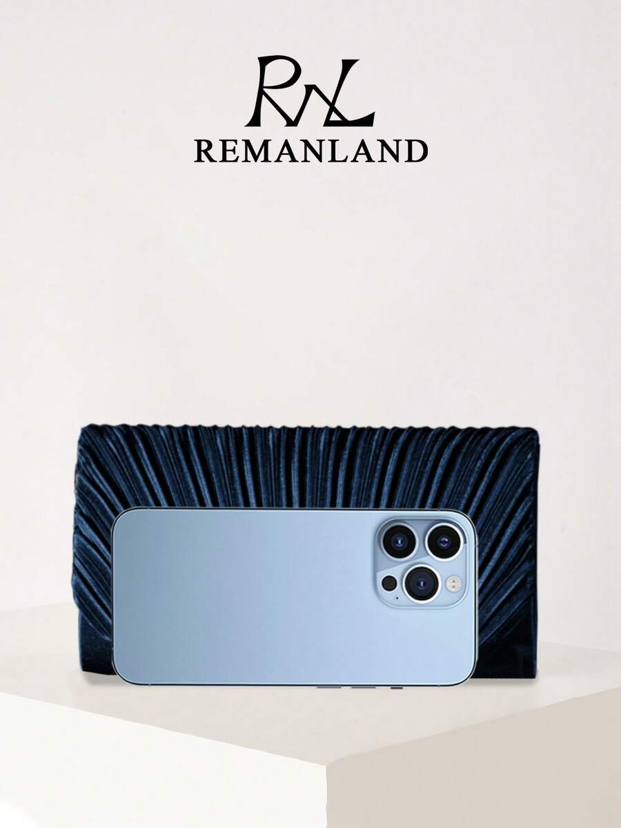 SHEIN REMANLAND حقيبة كلاتش صغيرة أنيقة بلون أزرق كحلي