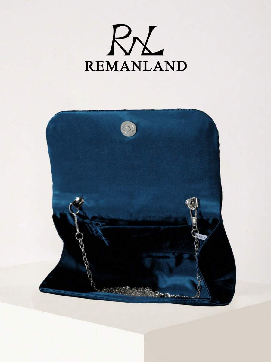 SHEIN REMANLAND حقيبة كلاتش صغيرة أنيقة بلون أزرق كحلي