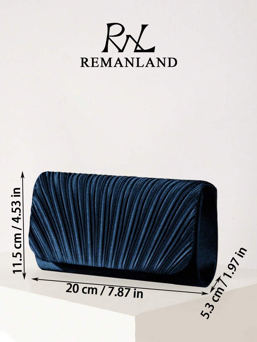 SHEIN REMANLAND حقيبة كلاتش صغيرة أنيقة بلون أزرق كحلي