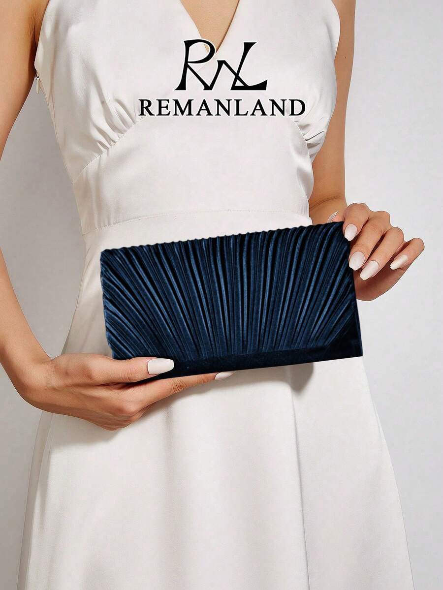 SHEIN REMANLAND حقيبة كلاتش صغيرة أنيقة بلون أزرق كحلي
